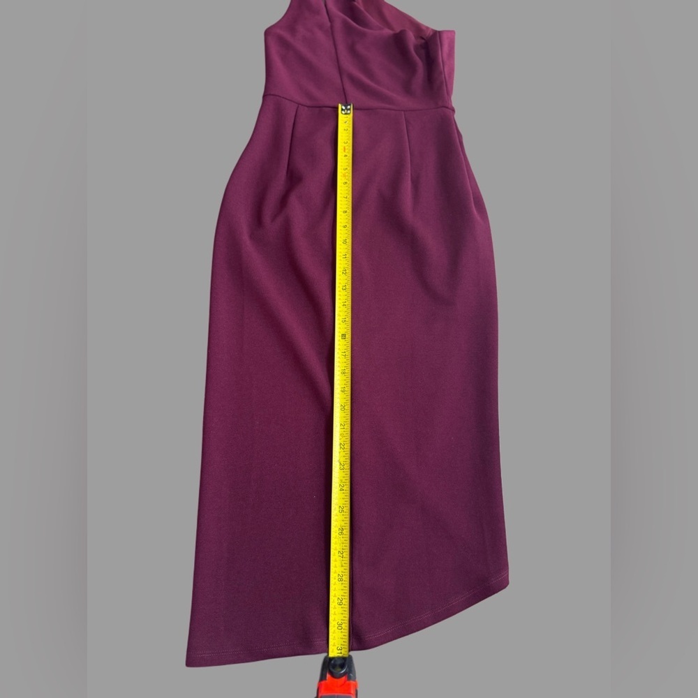 Lulu's One-Shoulder Wine elegant Midi Dress - Picture 11 of 13
